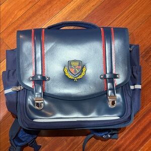 Navy Blue Men's Messenger Bag with Red Trim